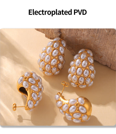 Aretes Retro Vintage con Perla Artificial Incrustada - Diseño Gota Europeo - Image 14