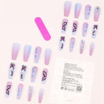 Uñas Artísticas Mariposa Degradado Corazón - Image 7
