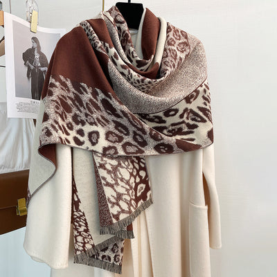 Bufanda Gruesa de Leopardo Bicolor - Elegancia y Calidez para Otoño e Invierno - Image 15