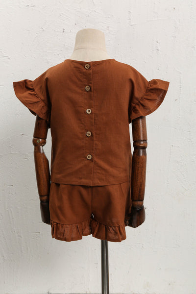 Conjunto Infantil de Algodón y Lino con Volantes - Camiseta Suelta y Casual - Image 48