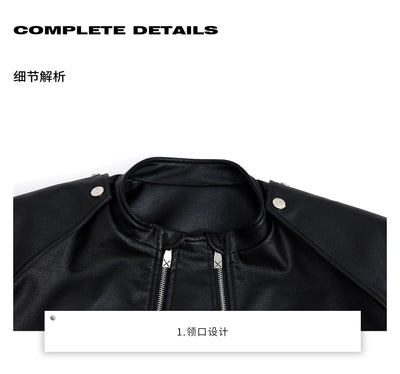 Chaqueta de Cuero PU con Doble Cierre y Diseño Dividido - Image 22