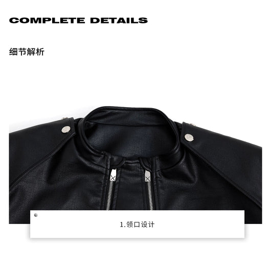 Chaqueta de Cuero PU con Doble Cierre y Diseño Dividido - Image 22