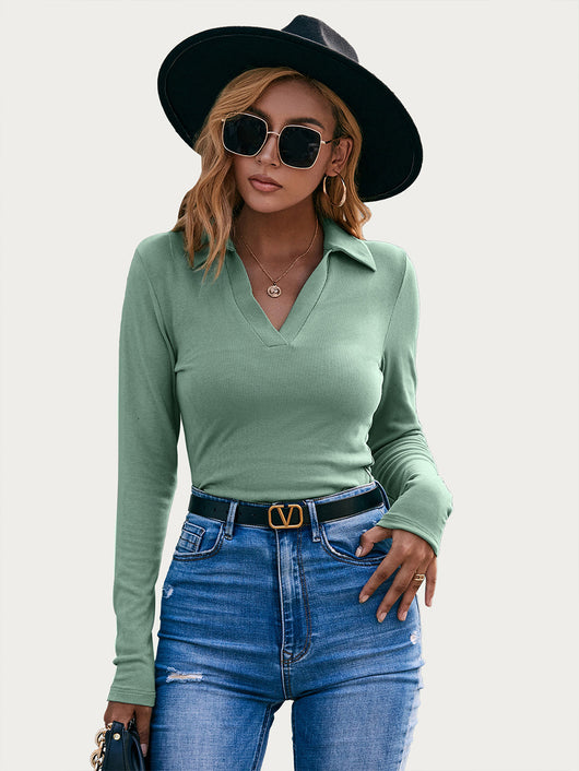 Blusa Slim Cuello V Manga Larga Kenji - Prenda Base Essencial - Image 13