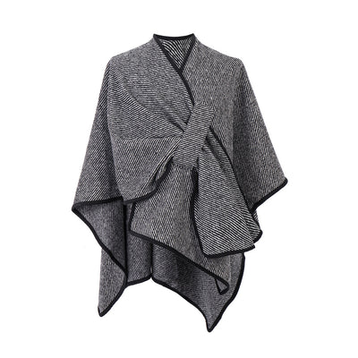 Chal Elegante Negro con Hebilla y Rayas - Image 20