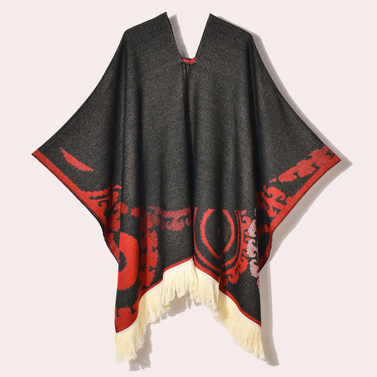 Poncho Denim Estilo Western con Flecos - Abrigo Cálido Unisex para Exteriores - Image 77
