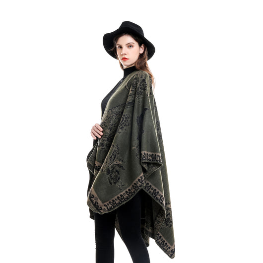 Poncho Cuadros Elegante para Viajes Invierno - Abrigo Cálido y Sofisticado - Image 57