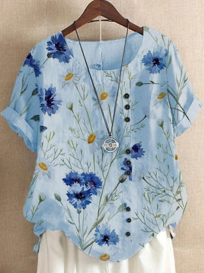 Camiseta Suelta de Manga Corta con Estampado Retro para Mujer - Image 36