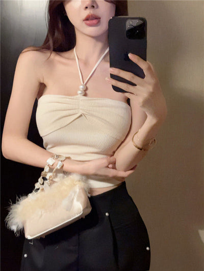 Top Halter Sexy Tubo con Tirantes - Diseño Francés Otoño - Image 30