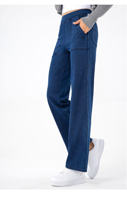 Pantalones Cargo Retro Cintura Alta Mujer Pierna Recta Ancha - Image 27