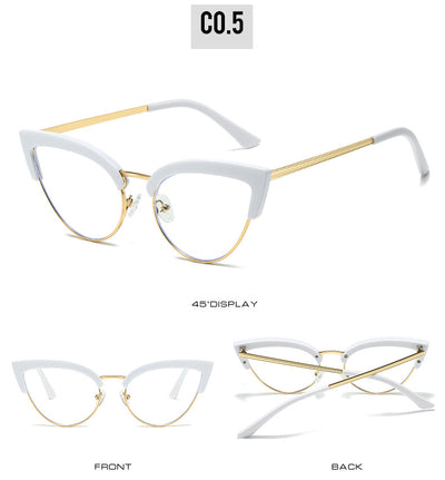 Gafas Elegantes Marco Grande Metal Mitad Inferior - Image 30