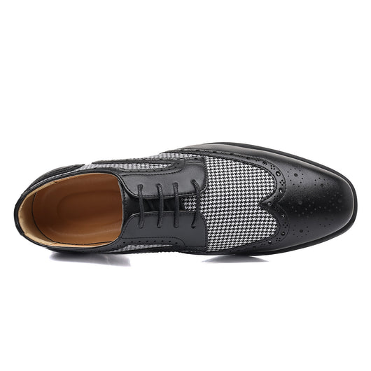 Zapatos Casuales de Cuero con Patrón Pata de Gallo para Hombre - Image 30