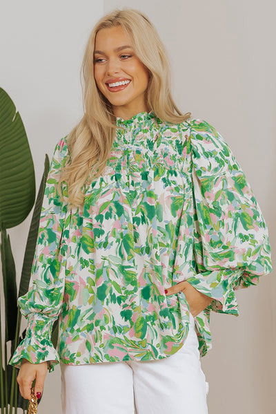 Blusa Cuello Alto de Chifón con Estampado a Juego de Colores - Image 25