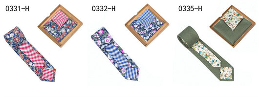 Corbata de Algodón con Estampado Floral y Pañuelo de Bolsillo - Image 56