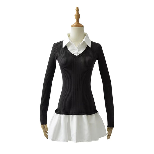 Suéter Preppy Falso Dos Piezas para Otoño e Invierno - Image 17