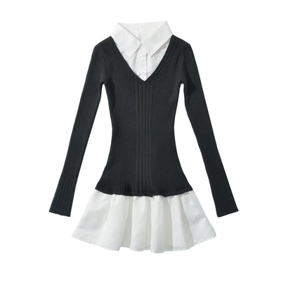 Suéter Preppy Falso Dos Piezas para Otoño e Invierno - Image 11