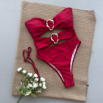 Traje de Baño Enterizo Elegante de Color Sólido para Mujer - Image 36