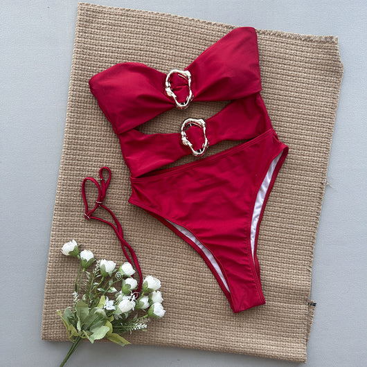 Traje de Baño Enterizo Elegante de Color Sólido para Mujer - Image 36
