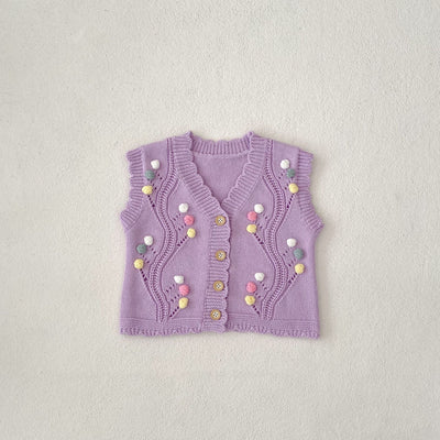 Chaleco Tejido Infantil Púrpura con Lunares - Image 19