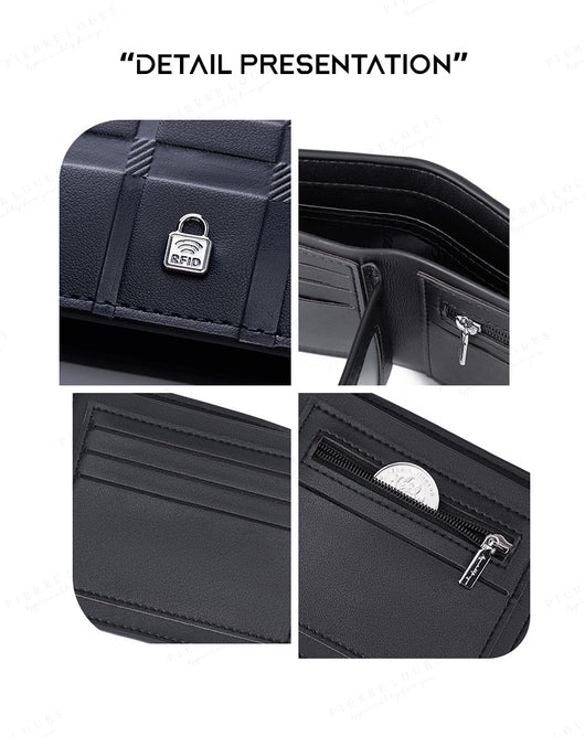 Billetera Delgada para Hombre con Múltiples Compartimentos y Diseño Rayado - Image 7