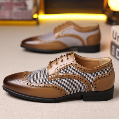 Zapatos Casuales de Cuero con Patrón Pata de Gallo para Hombre - Image 42