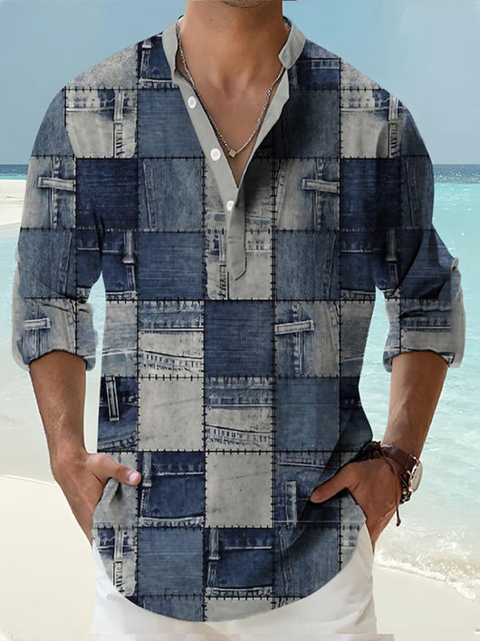 Camisa Hawaiana de Lino Bambú Digital Casual Manga Larga - Image 18