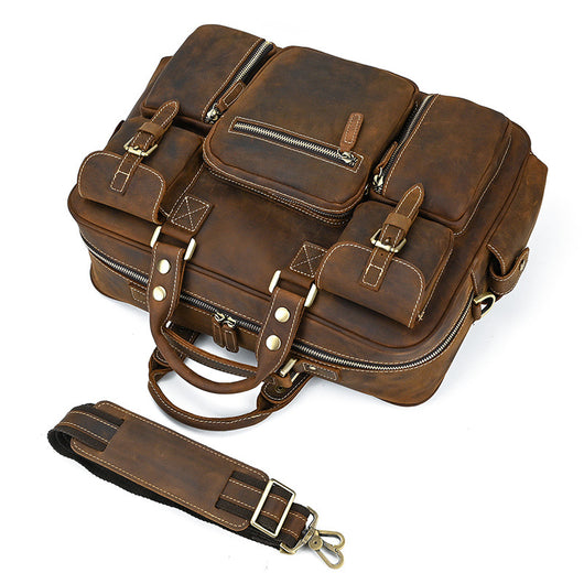 Bolsa Mensajera de Cuero Genuino Estilo Retro con Gran Capacidad para Hombre - Image 26