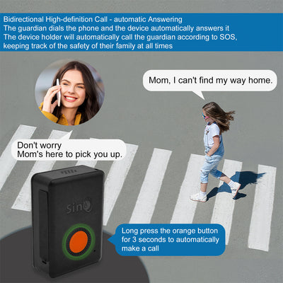 Sinotrack GPS tracker kit with black device, orange button, white charging cable, lanyard, pouch, and box. - Image 13
