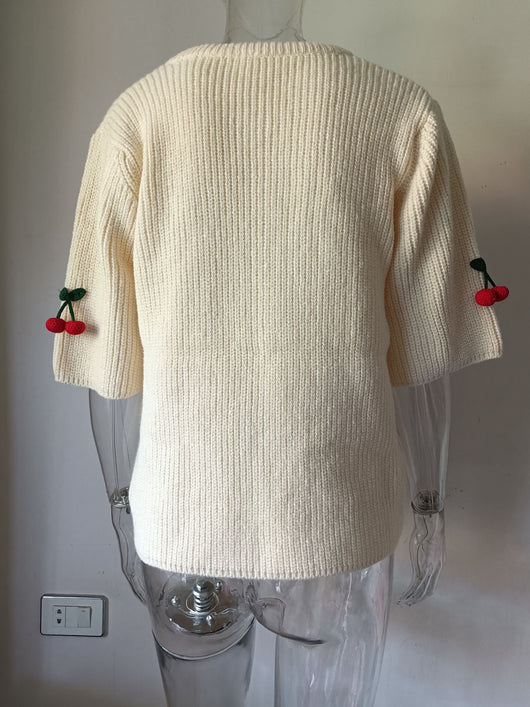 Cardigan Tejido Floral 3D Cuello Redondo Manga Corta - Image 31