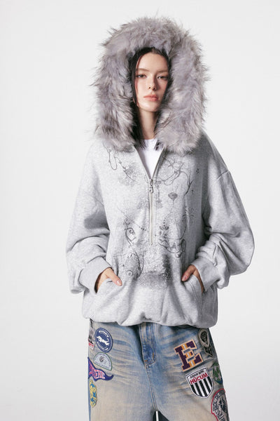 Suéter Cardigan con Cuello de Piel y Cierre de Cremallera - Image 10