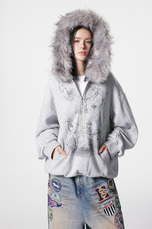 Suéter Cardigan con Cuello de Piel y Cierre de Cremallera - Image 10