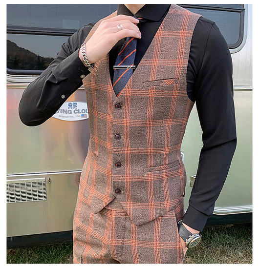 Traje Slim Fit 3 Piezas Fusión Coreana y Británica para Hombre - Image 33