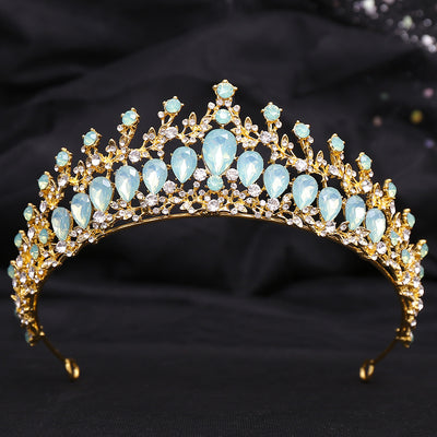 Corona Nupcial de Cristal Verde Brillante con Aleación y Incrustaciones - Image 63
