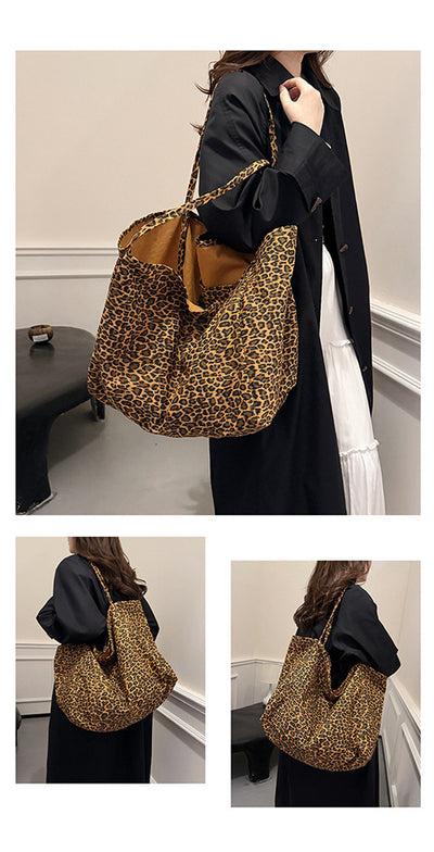 Bolso Retro de Hombro Estampado Leopardo con Textura Casual - Image 23