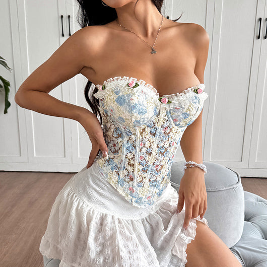 Top Tubo Semitransparente con Encaje de Flores y Espalda Descubierta - Image 20