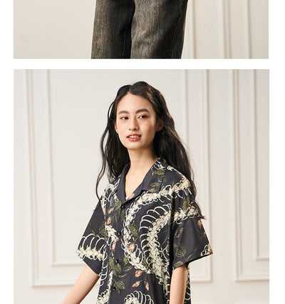 Camisa Cubana de Manga Corta con Patrón de Hueso de Serpiente - Diseño Original - Image 15
