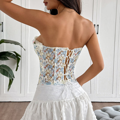 Top Tubo Semitransparente con Encaje de Flores y Espalda Descubierta - Image 16
