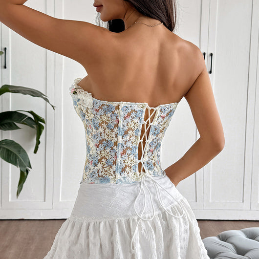Top Tubo Semitransparente con Encaje de Flores y Espalda Descubierta - Image 16