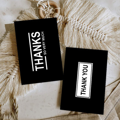 Pack de 50 Tarjetas de Agradecimiento Negro Elegante con Empaque de Regalo - Image 23