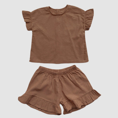 Conjunto Infantil de Algodón y Lino con Volantes - Camiseta Suelta y Casual - Image 18