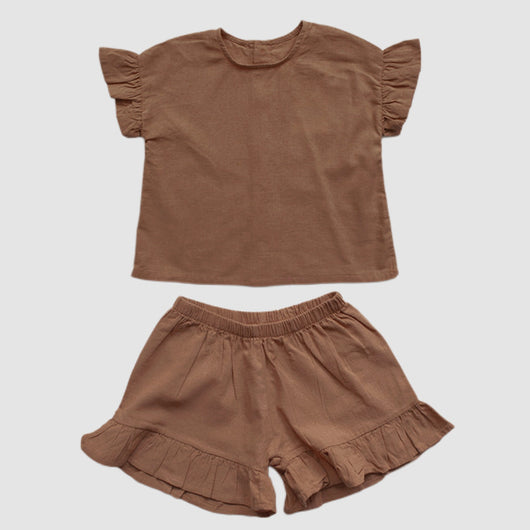 Conjunto Infantil de Algodón y Lino con Volantes - Camiseta Suelta y Casual - Image 18