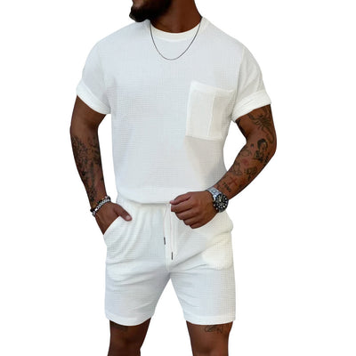 Conjunto Deportivo Casual: Shorts y Playera Waffle Cuello Redondo con Bolsillo - Image 41