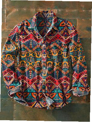 Camisa Retro de Manga Larga para Hombre - Image 38