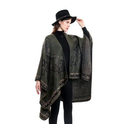 Poncho Cuadros Elegante para Viajes Invierno - Abrigo Cálido y Sofisticado - Image 49