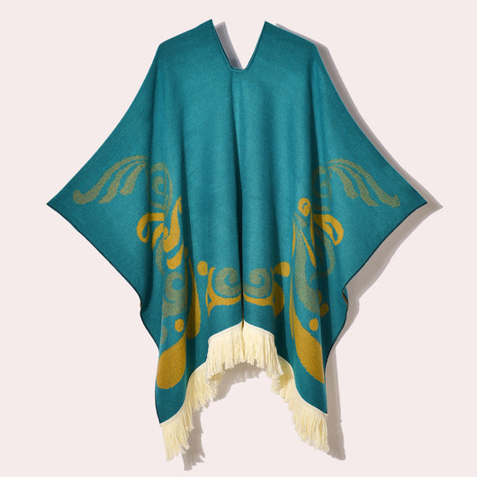 Poncho Denim Estilo Western con Flecos - Abrigo Cálido Unisex para Exteriores - Image 83