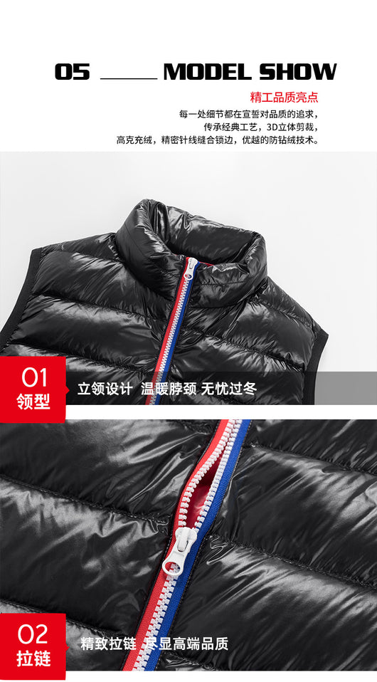 Chaleco Acolchado de Plumas de Ganso para Hombre - Cuello Alto Térmico - Image 13