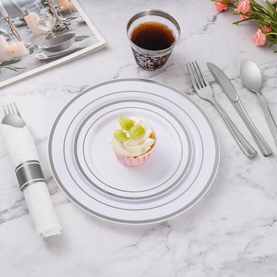 Juego de Vajilla Desechable Premium con Copa, Cubiertos y Plato Calado - Image 31