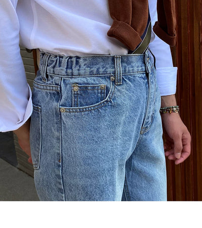 Jeans Slim Fit Estilo Retro Británico para Hombre - Image 113