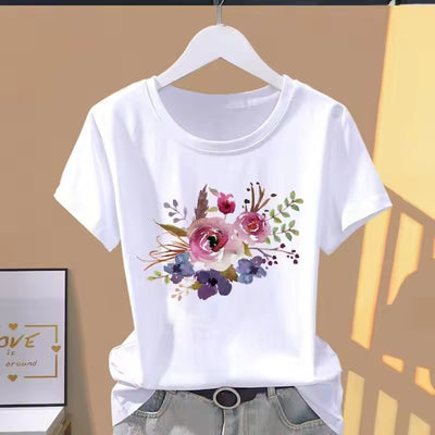 Playera Retro Estampada Cuello Redondo Manga Corta para Mujer - Image 9