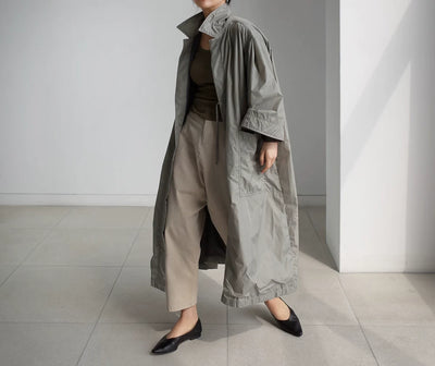 Abrigo Largo Tipo Gabardina para Mujer Talla Grande - Primavera y Otoño - Image 46
