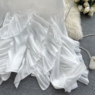 Blusa Larga de Gasa con Volantes Irregulares y Mangas Largas - Image 18